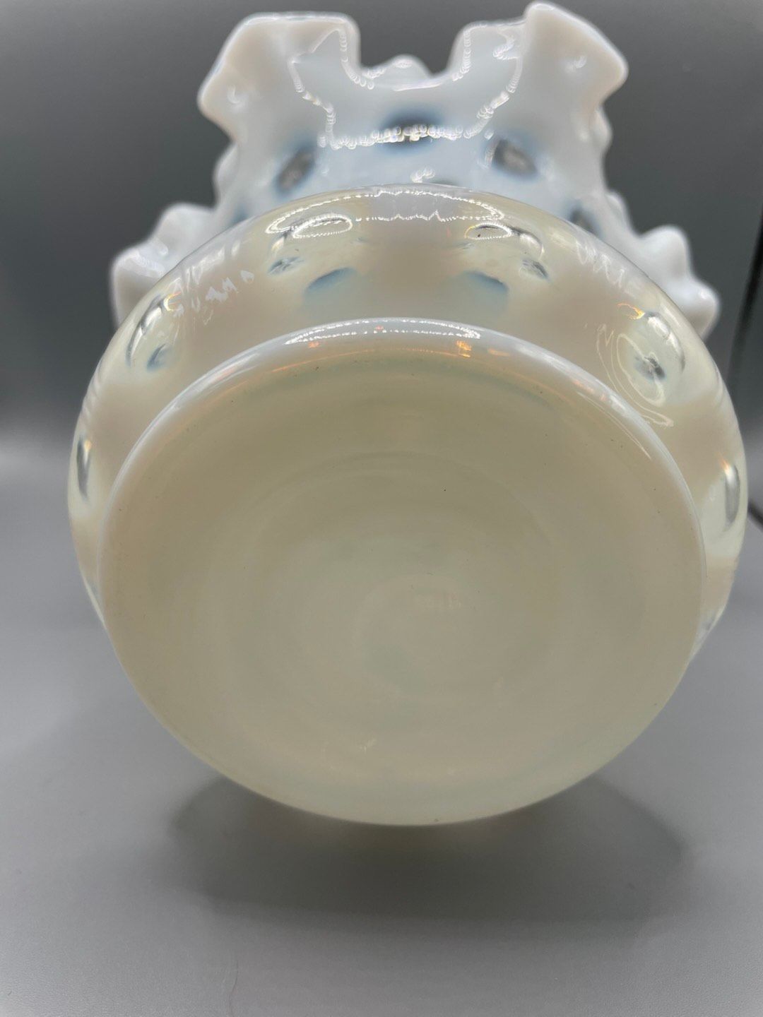 Niknax · Fenton Coin Dot Ruffle Vase French Opalescent 6”