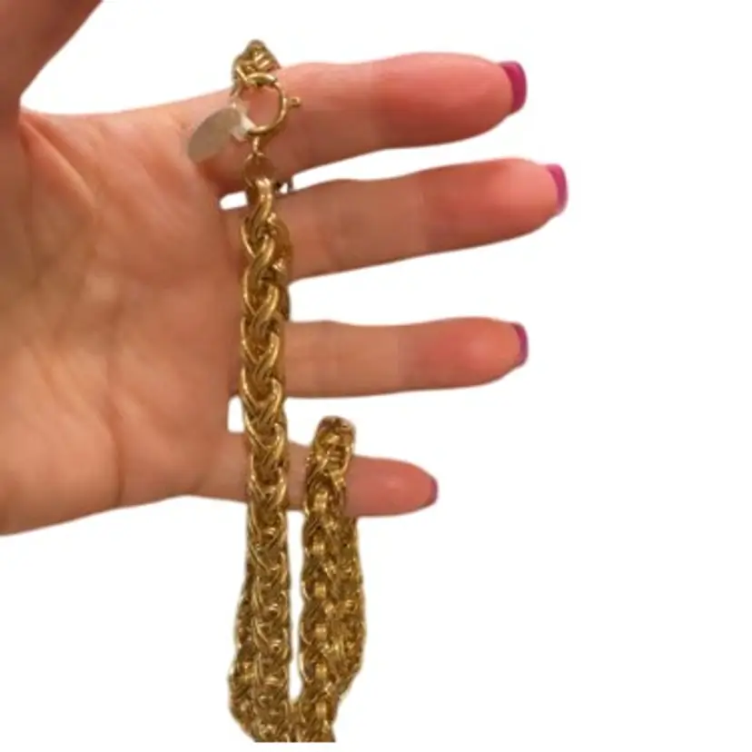 Gold Tone Thick Rope Chain Necklace