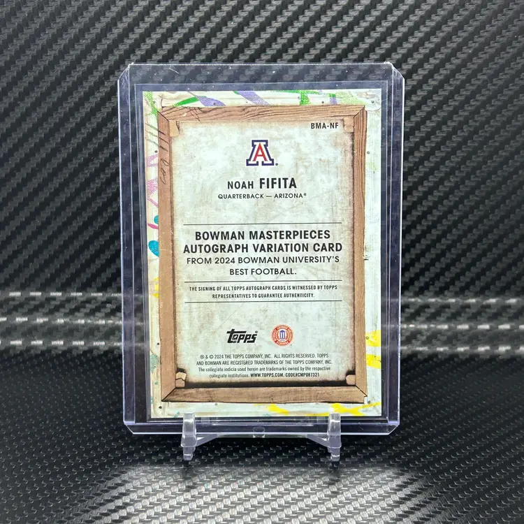 2024 Bowman Best U Football Masterpieces White Geometric Noah Fifita  3/5 On Card Auto Autograph Arizona Wildcats