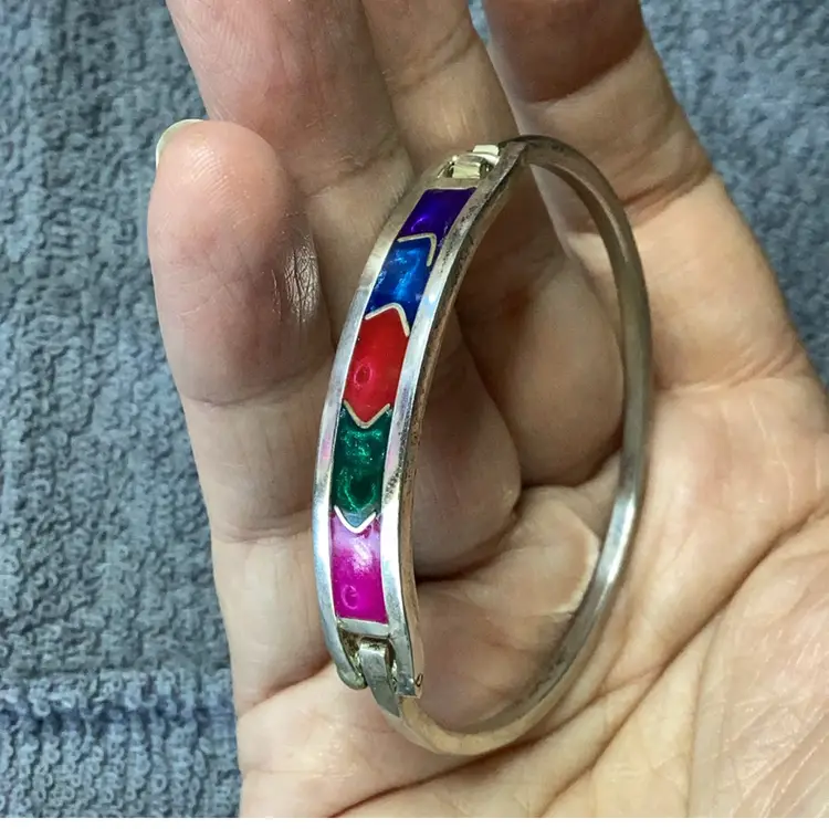 Alpaca Bracelet Multicolor Enamel 6.5 - 7”