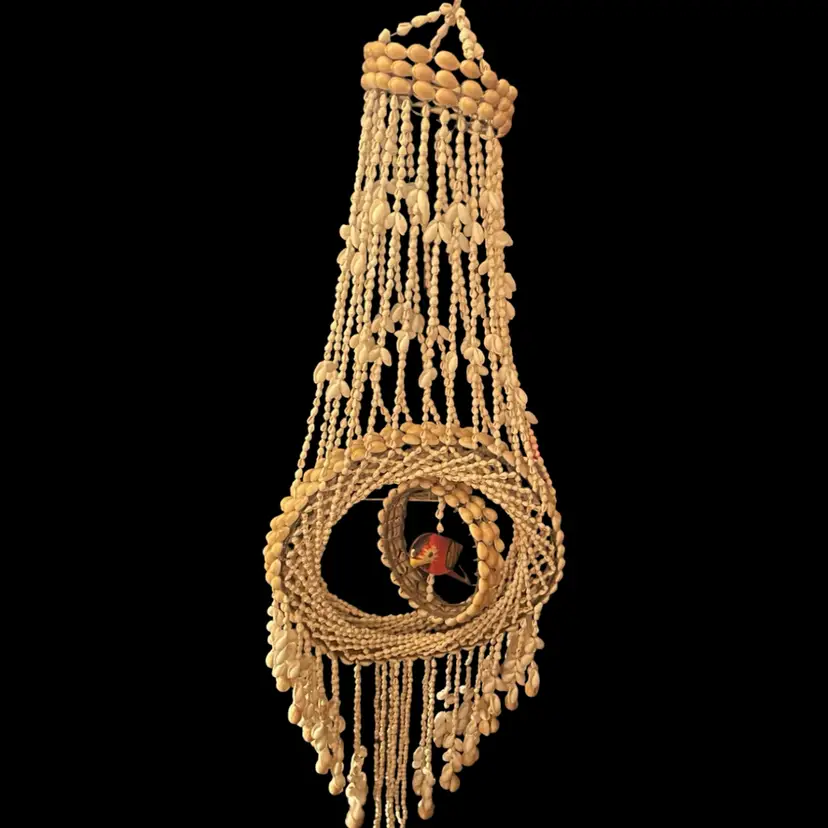 Handmade Seashell Parrot Bird Perch Wall Decor