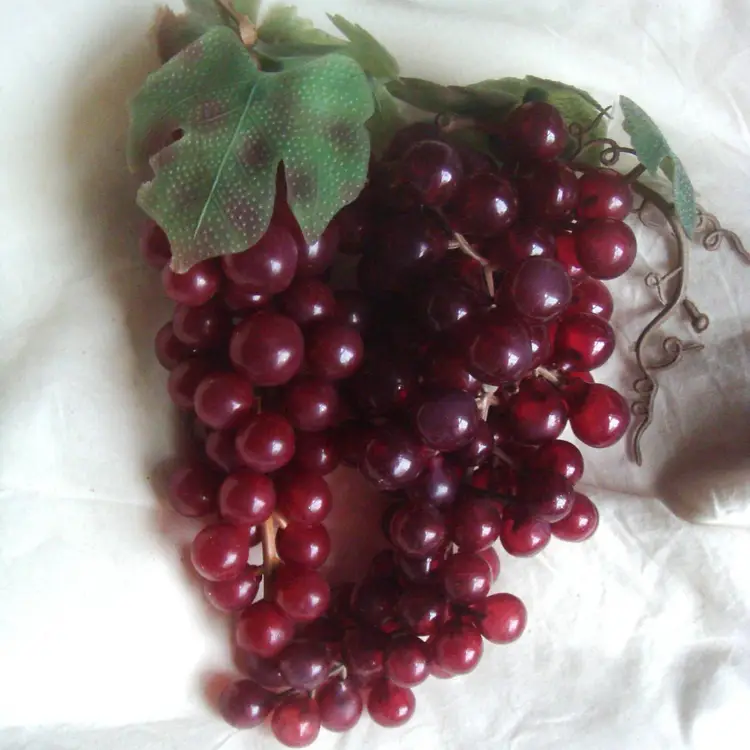 2 Faux Fruit Red Grapes Clusters