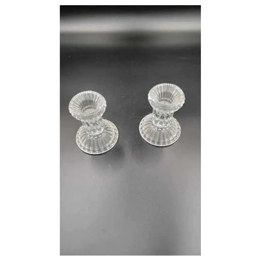 Pair of crystal Ribbed Votive