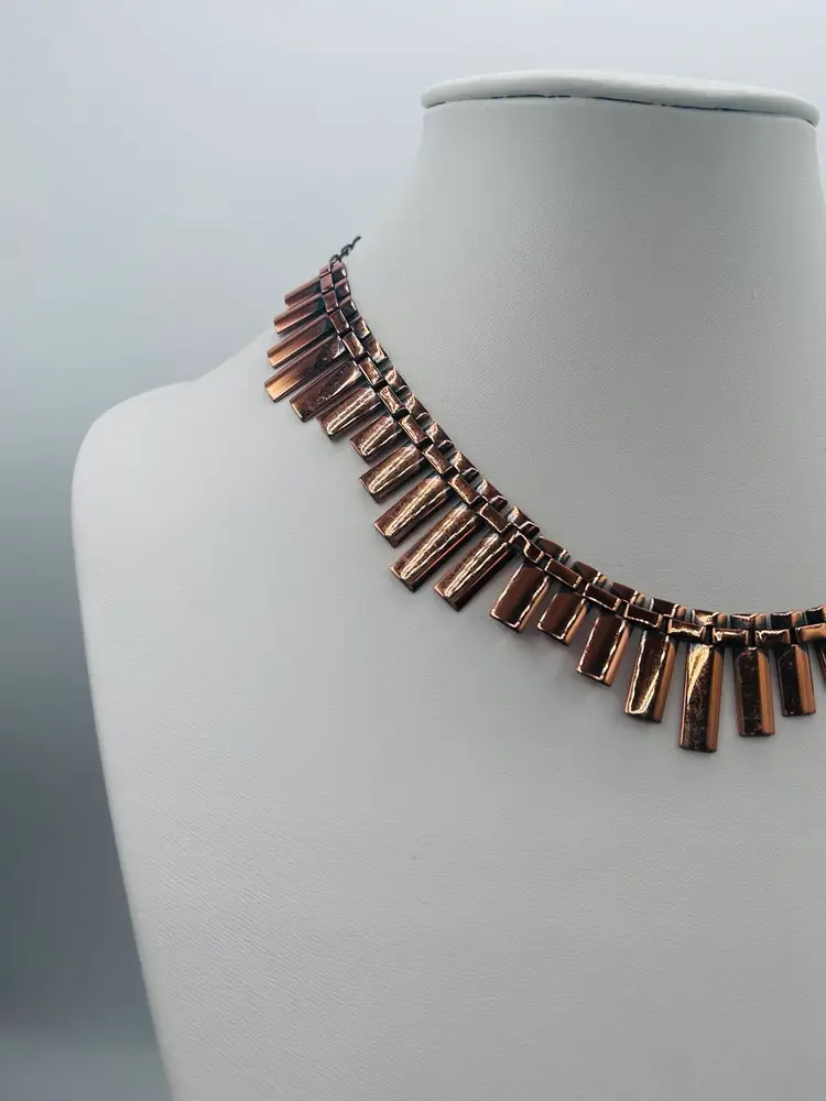 Renoir Mid Century 1950's Copper Bib Necklace 10” Drop