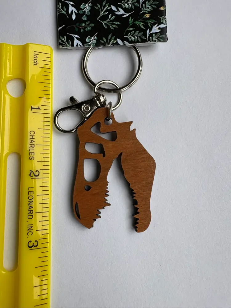 New Wooden T-Rex Engraved Keychain