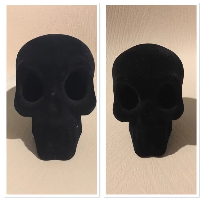 Set of 2 Target 2020 Black Velvet Mini & Large Skull Decorations
