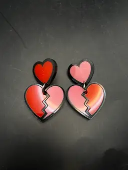 Sarah K “Doodad” Pink & Red Heart Earrings