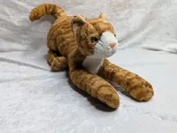 Vintage 1999 STRETCH Orange Tabby Cat Arched Back Plush Stuffed Animal Realistic Kitten