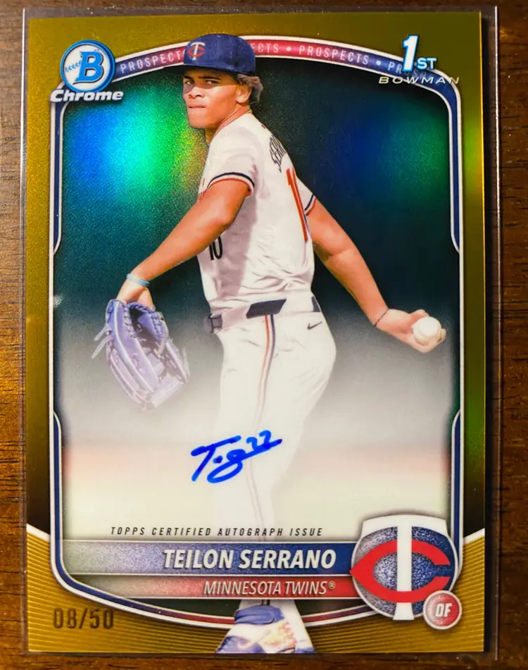 2025 Bowman Chrome Teilon Serrano 1st Prospect Gold Auto 8/50 Minnesota Twins