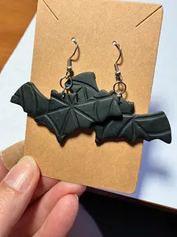 Handmade Polymer Clay Bat Earrings