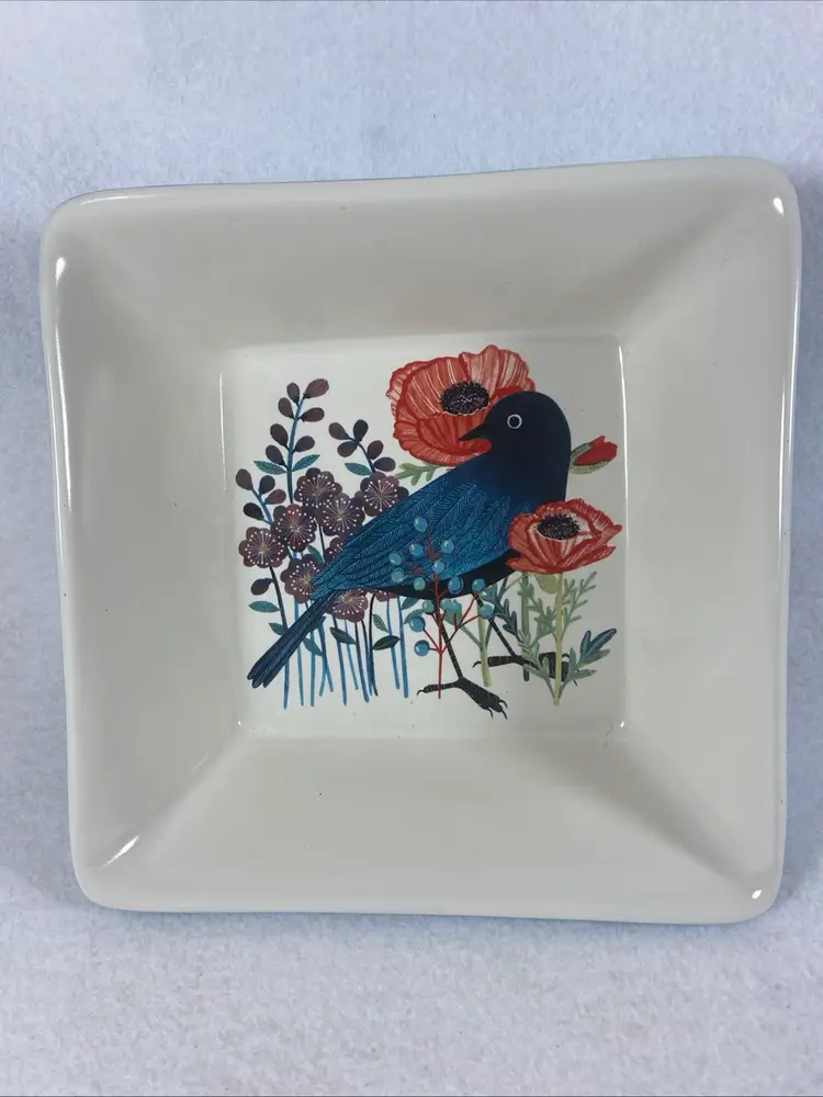 Hallmark Geninne Zlatkis' Bird Art Ceramic Fruit Bowl Plate Dish