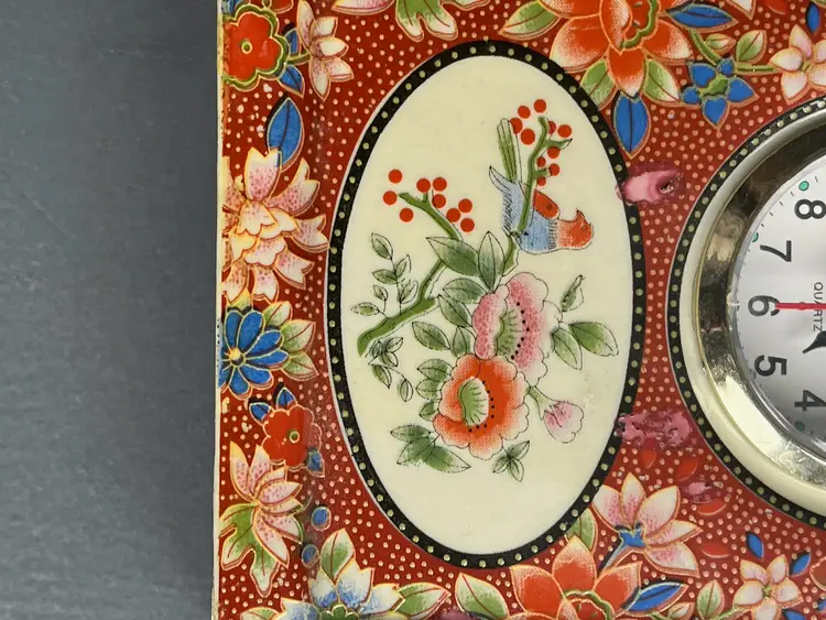 Chinese Porcelain Clock 5 3/4"x4"x1"