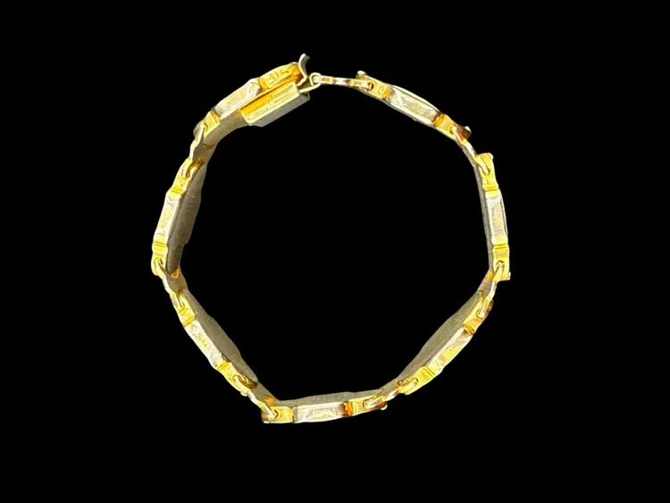 Damascene Enable Pink Cabbage Rose Panel Bracelet Good Give 7"