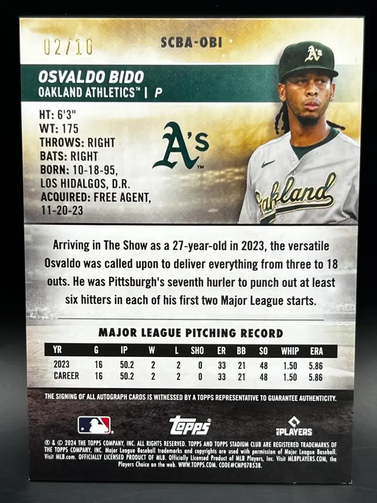 2024 Topps Stadium Club Osvaldo Bido Rainbow Foil Autograph #2/10