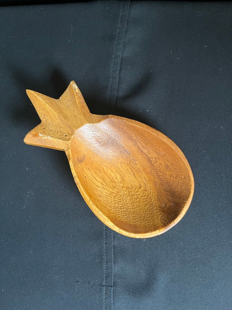 Hand Carved Wood Pineapple Trinket Dish-Lot 60