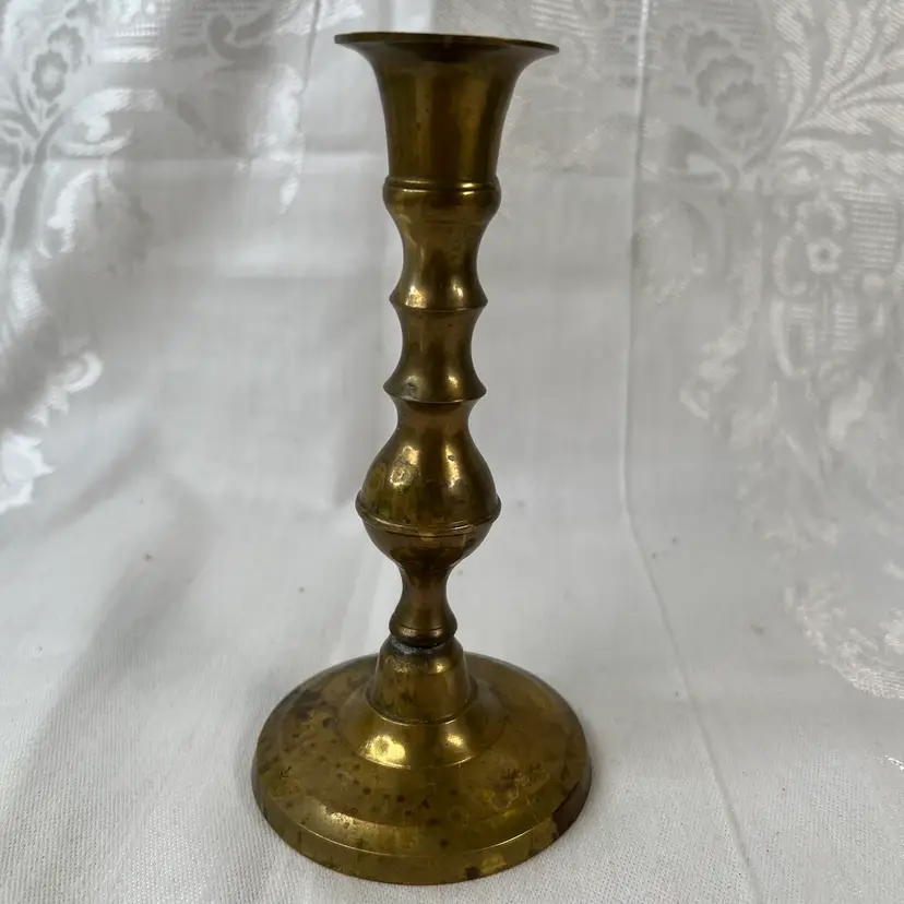 Vintage Solid Brass Ornate Candlestick Holder