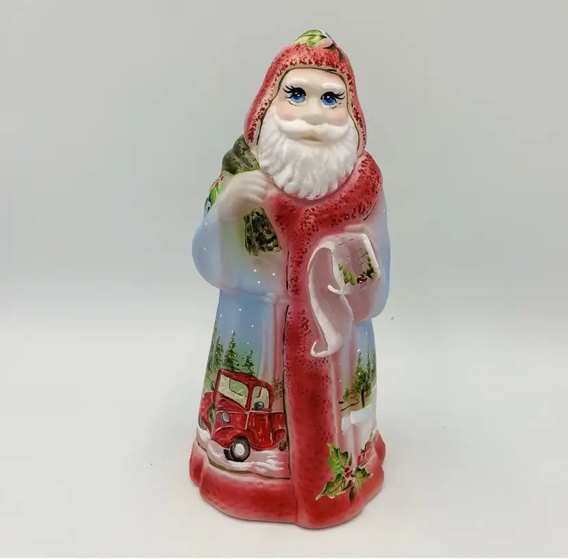 Fenton Glass Santa Hand Painted 28/38 Hand Painted Truck Christmas Scene 2022