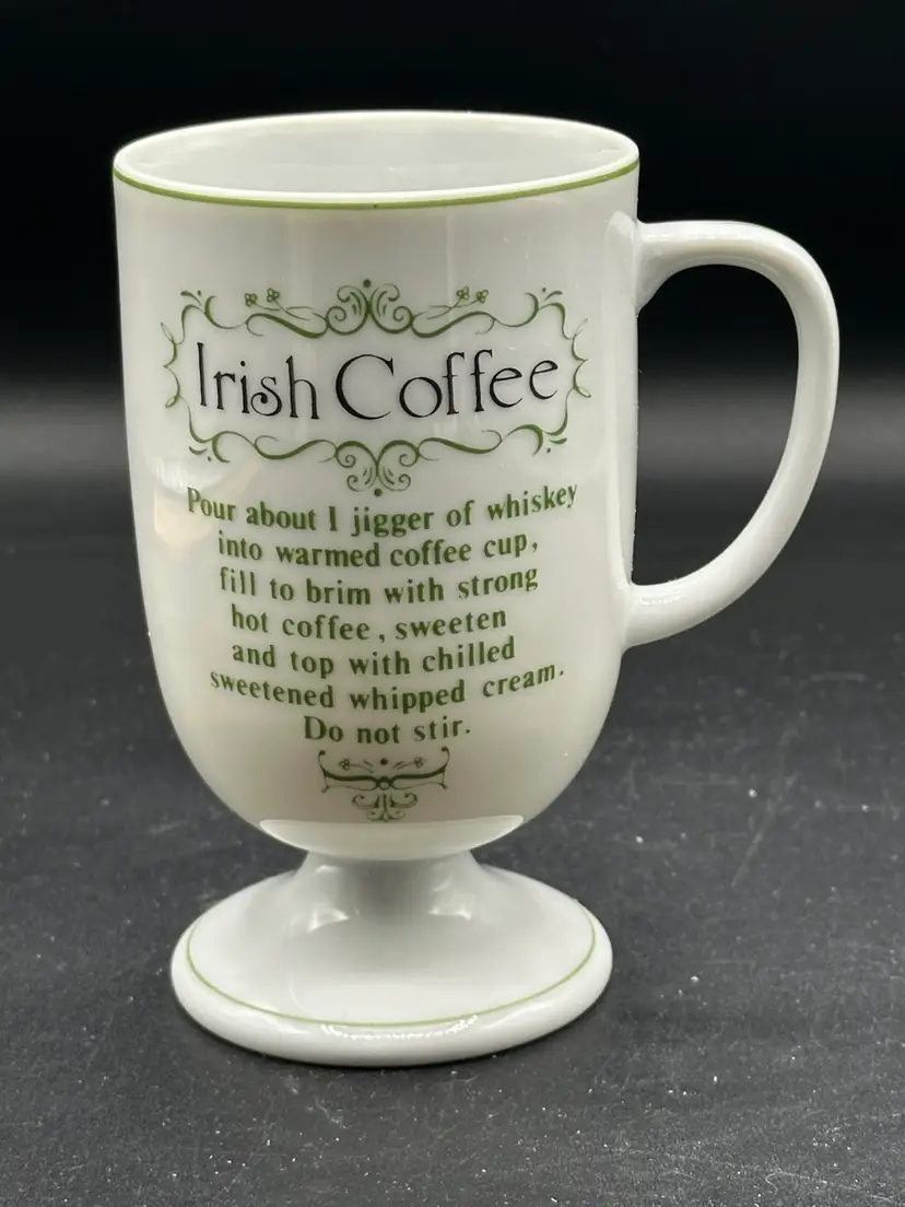 Vintage Irish Coffee Milk Glass Pedestal Mug-5”Tall