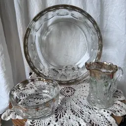 CULVER GLASS BOWLS “VALENCIA” & ANTIQUE US GLASS CO “BLAZING CORNUCOPIA” CREAMER