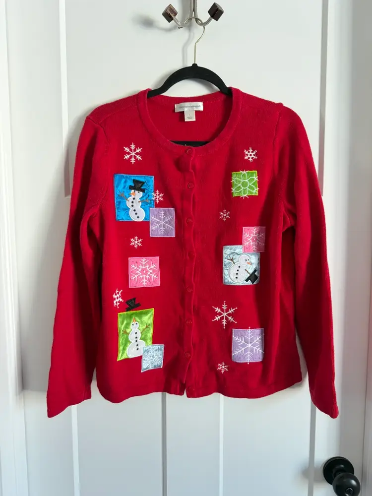 Vintage/Y2K Ugly Christmas Sweater Cardigan Large