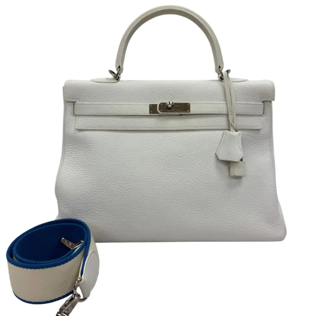Hermes White Kelly 32 w/ Guitar Strap