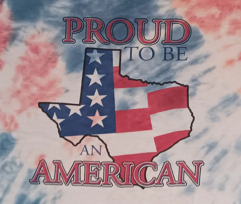 vintage America Texas tie dye t-shirt distressed neck American Flag 4th of July