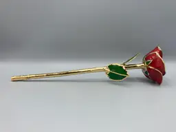 Living Gold Real Red Rose Lacquered & Trimmed in 24K Yellow Gold - Valentine's Day