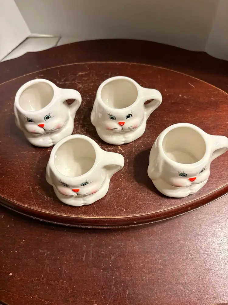 Set Of 4 Mini Easter Bunny Mugs