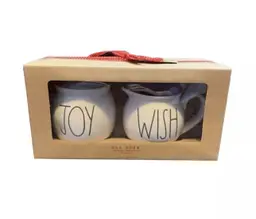 Rae Dunn Sugar Creamer Set Christmas Joy Wish Gift Set Box & Bow