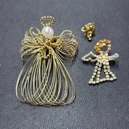 Cute Little Lot Of 3 Vintage Costume Angel Pins