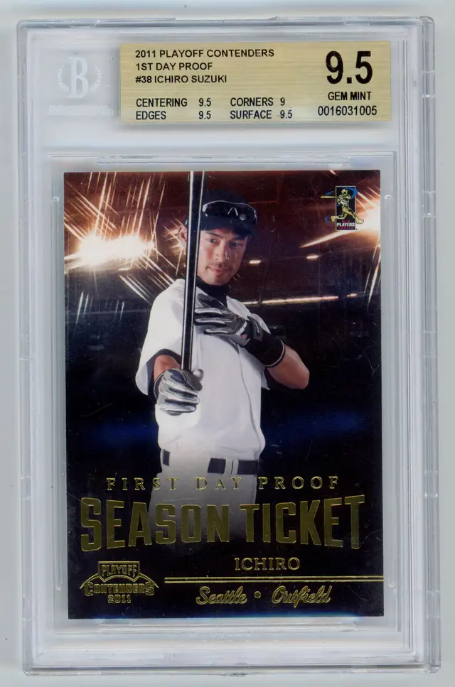2011 Playoff Contenders ICHIRO SUZUKI /10 1st Day Proof SSP #38 MARINERS HOF BGS 9.5 GEM MINT