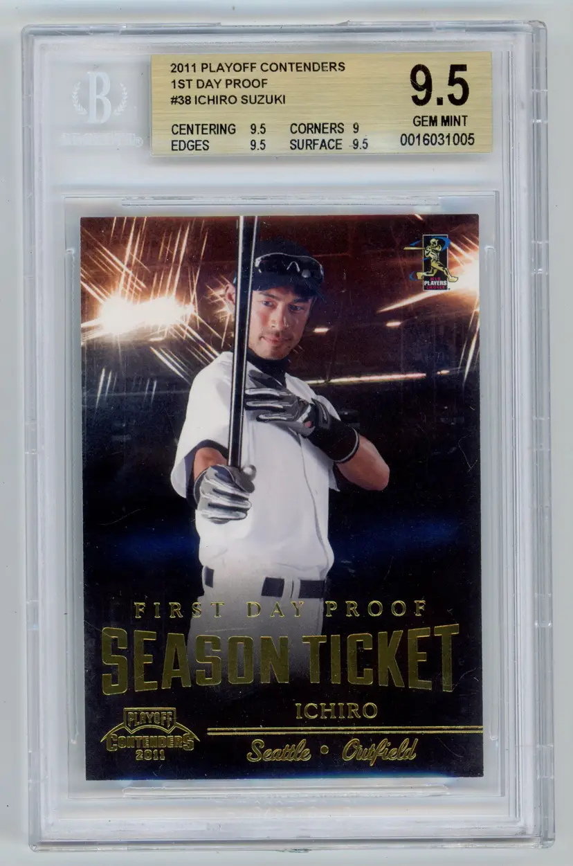 2011 Playoff Contenders ICHIRO SUZUKI /10 1st Day Proof SSP #38 MARINERS HOF BGS 9.5 GEM MINT