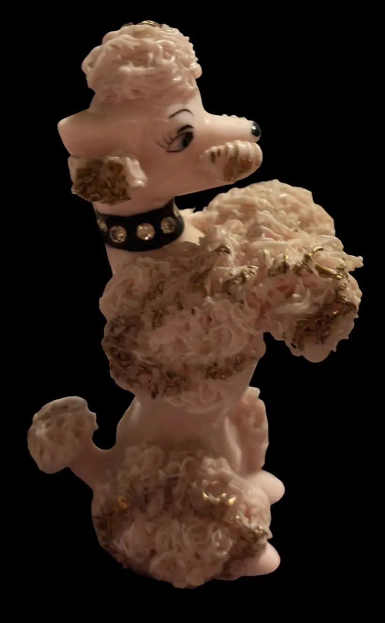 Pink Spaghetti Poodle With Black Rhinestone Choker