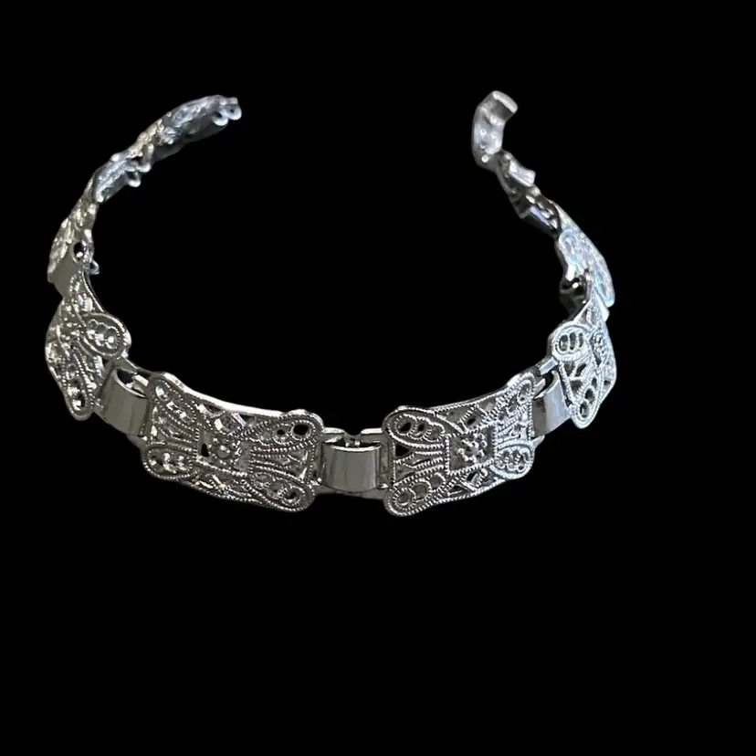 Vintage Silver Tone Eloxal Aluminum Germany 7” Bracelet