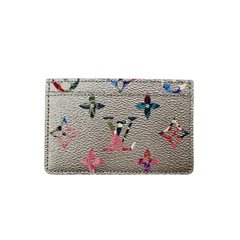 Louis Vuitton Silver Floral Mono Card Holder