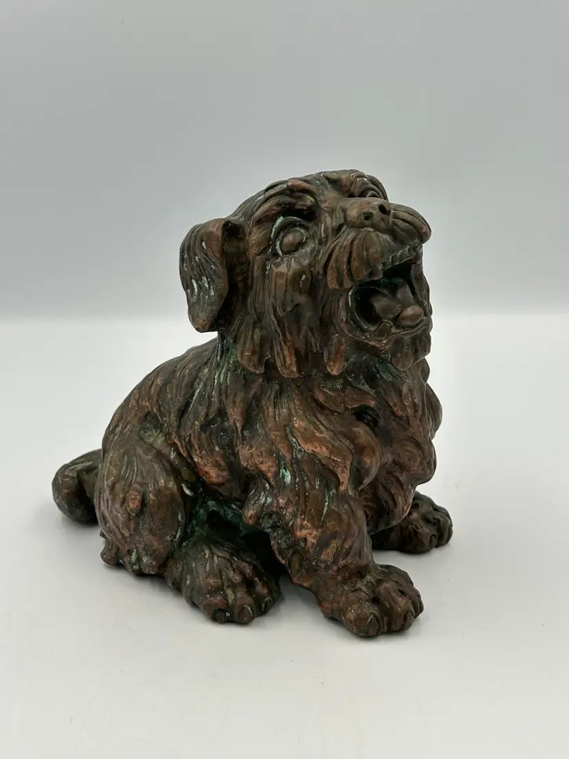 Vintage Copper With Patina Clad Terrier Dog Statue/figurine