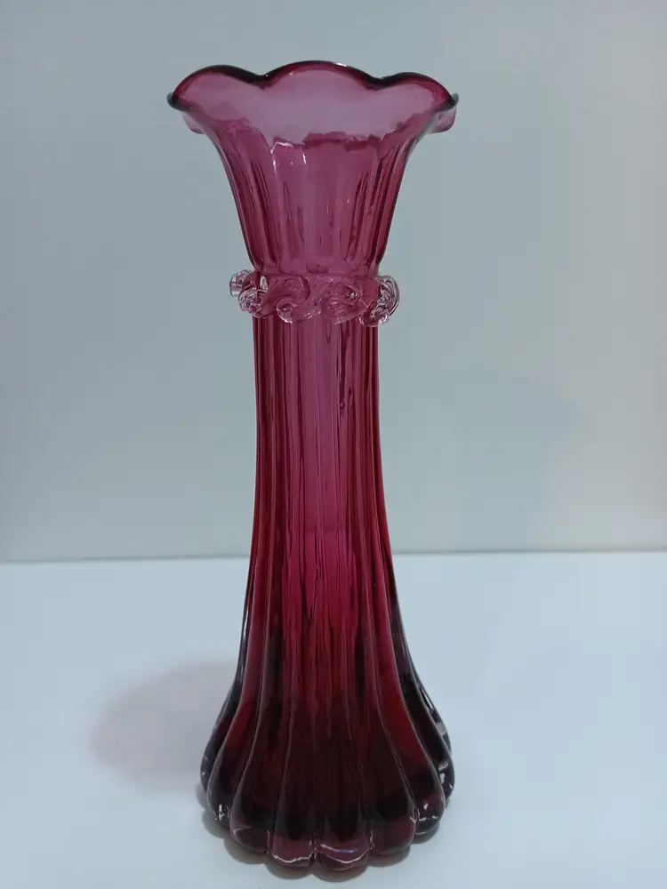 Cranberry Pilgrim Glass Vase