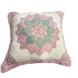 02 Vintage Quilted Handmade Pillow 18 Inch Cottage Core Farmhouse