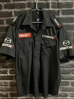 Vintage Mazda 3 Motorsport Racing Mechanic Shirt Embroidered XL Uncommon