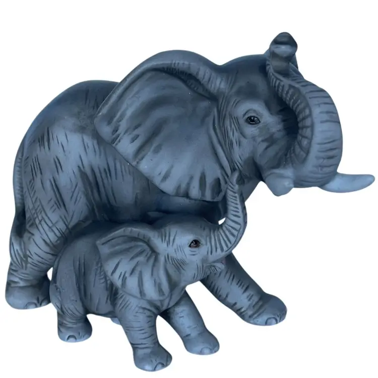 Vintage HOMCO - H&G- Adorable Elephants – Mama & Baby – #1411 – Thailand- 6.5”wide, 4” Tall