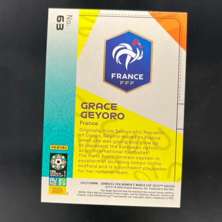 Grace Geyoro 2023 Donruss Women’s World Cup Orange /49 Soccer Card