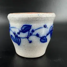 Salmon Falls Blueberry Vine Votive Candle Cup Salt Glaze Stoneware