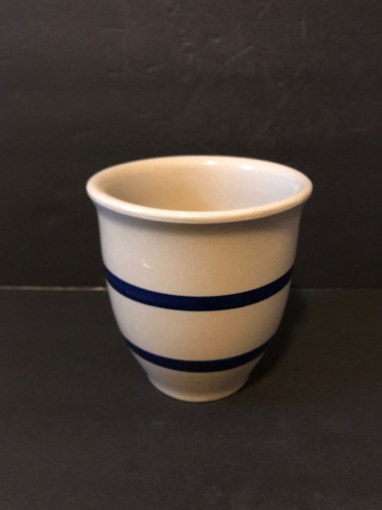 Robinson Ransbottom Roseville Kitchen Crock Blue Stripe 1 Qt Jar  Stoneware Vintage