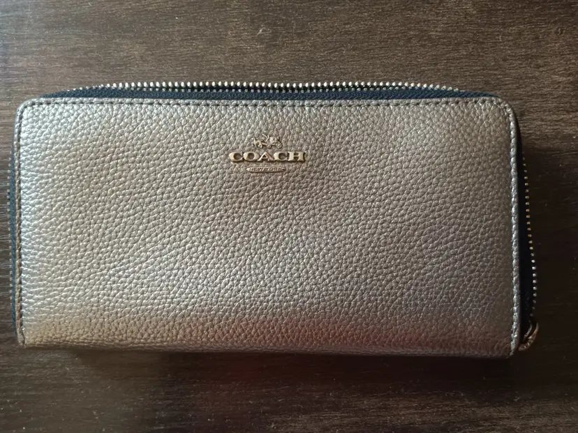 Coach Metallic Leather Zip Around Wallet Women’s Designer Purse