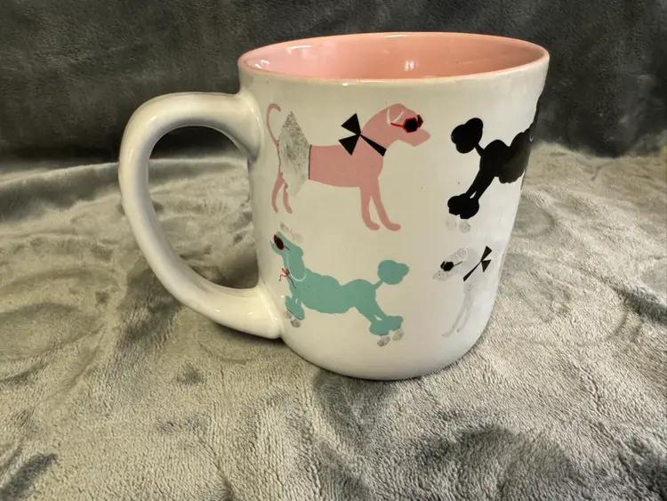 Roobee By Mara-mi Poodle Dog Puppy Coffee Mug Cup Pink Black Blue White Ceramic