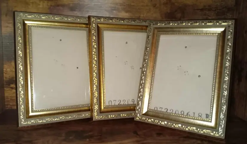 Set of 3 Brushed Gold Photo Frames hold 5x7 Photo