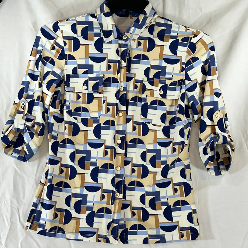 J.McLaughlin Geometric Print Button-Up Shirt XS