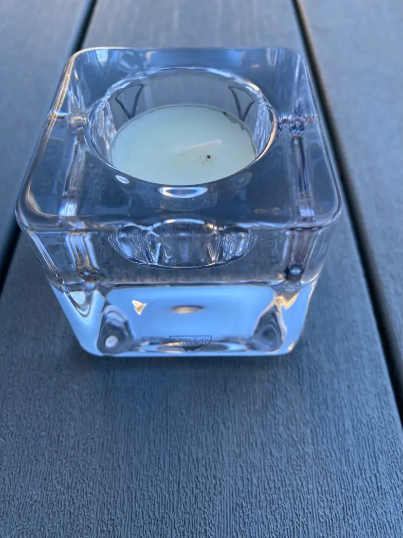 VINTAGE ORREFORS CRYSTAL ICE CUBE VOTIVE CANDLE HOLDER