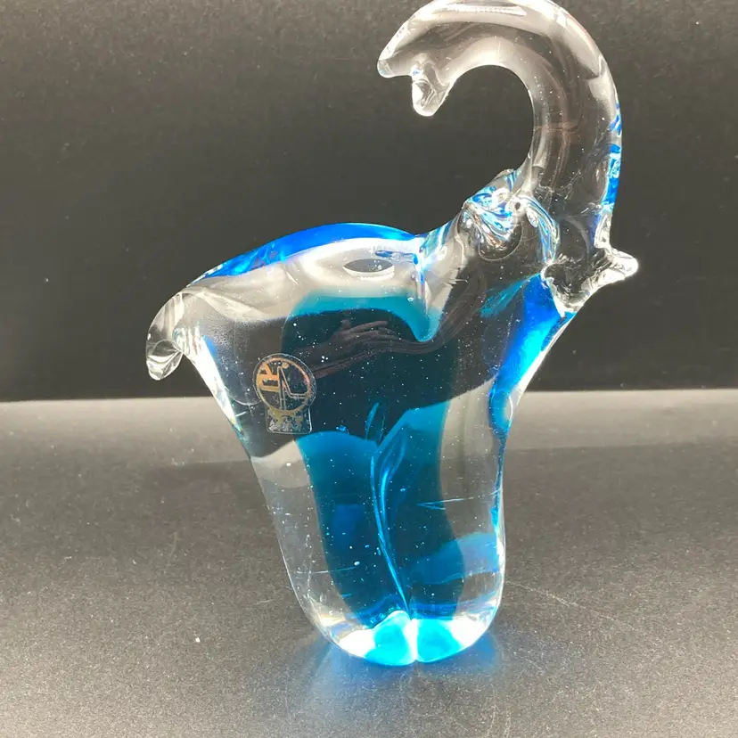 Stickered Elephant Paperweight! 5 1/2” Tall X 4” Long! 1 Scuff See Pic!