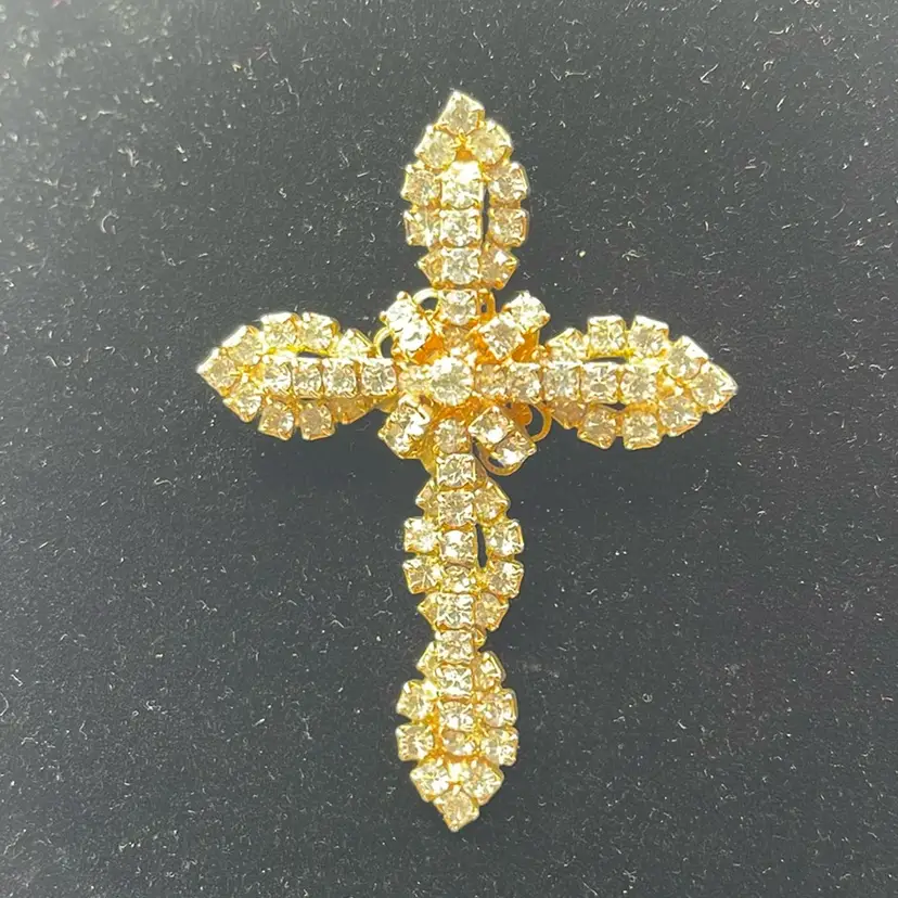 Hobe Rhinestone Cross 3 Inches Signed
